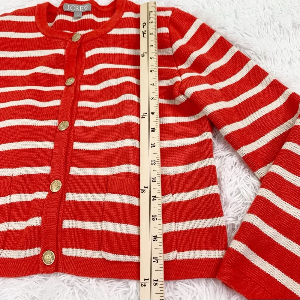 J Crew long sleeve Emilie sweater lady jacket in stripe  patched pockets‎